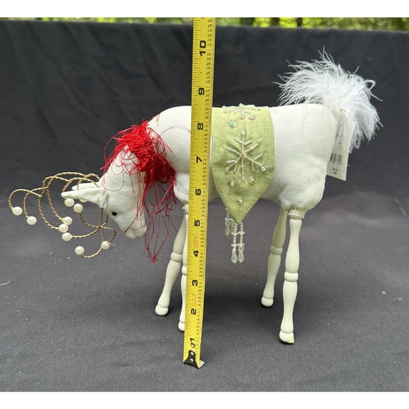 GERSON 13” White Christmas Deer Wood Legs Feather Tail Stunning S15 - Picture 8 of 10